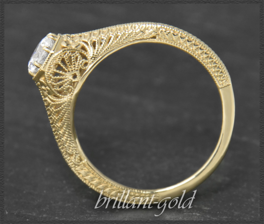 Ring mit 0,50ct Brillant, 585 Gold, Jugendstil Design